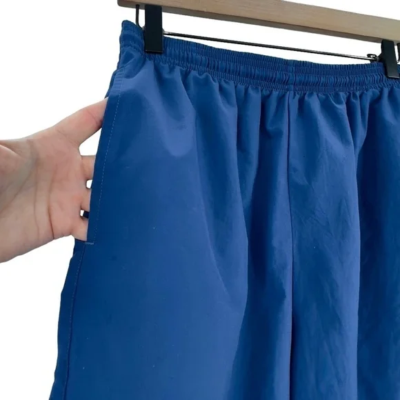 Vintage Reebok Athletic Shorts Made in USA Pull On Drawstring Solid Blue | Sz M - Picture 3 of 9